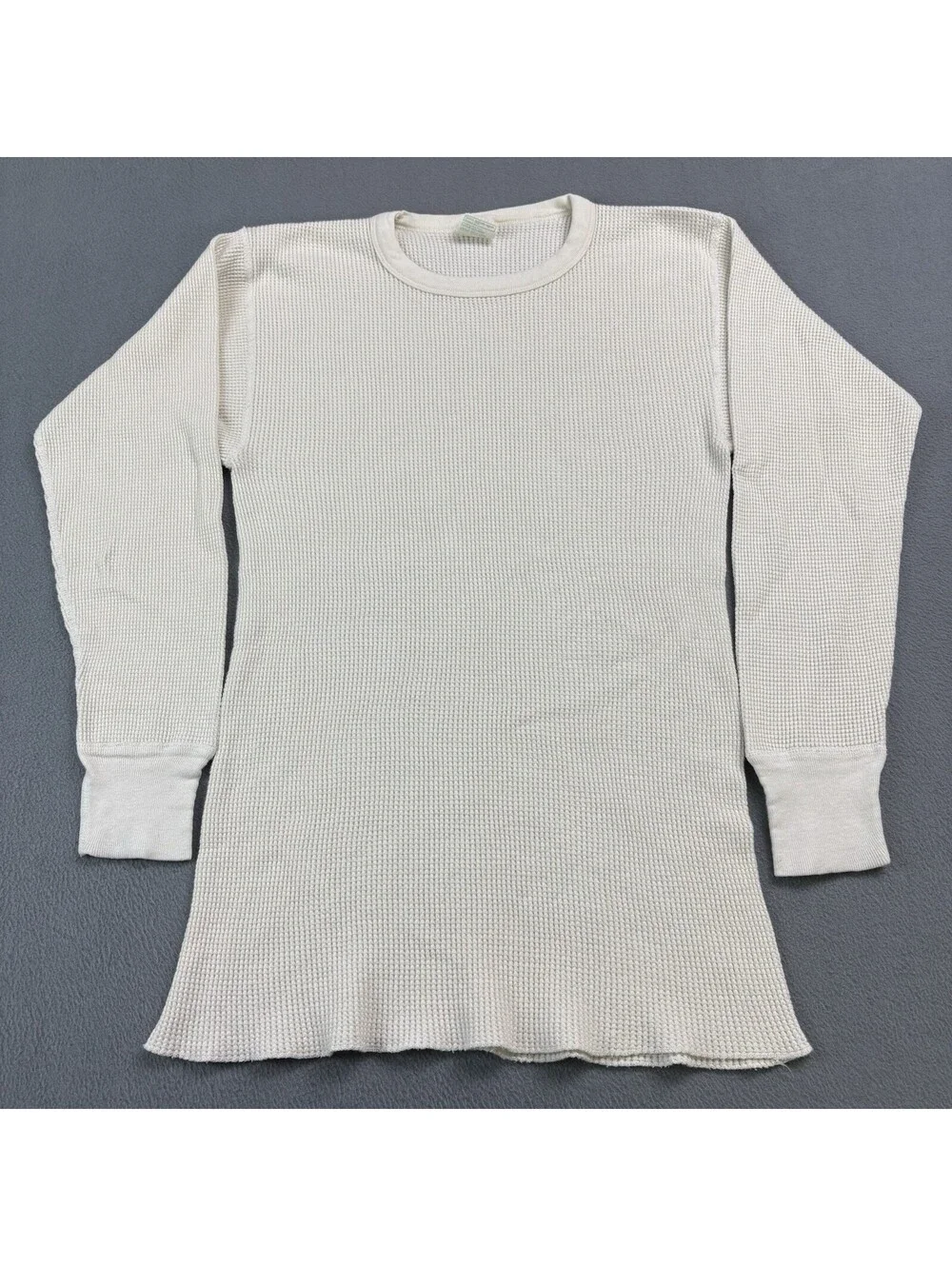 Vintage 70s Sears Waffle Knit Thermal Long Sleeve Shirt Size XL White